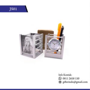 JS01 Jam Meja Pen Holder Custom
